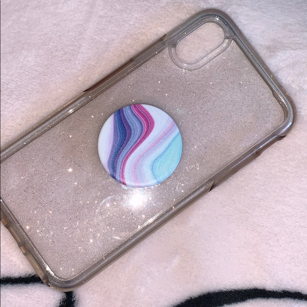 Sparkly Otterbox phone case iPhone XS & popsocket